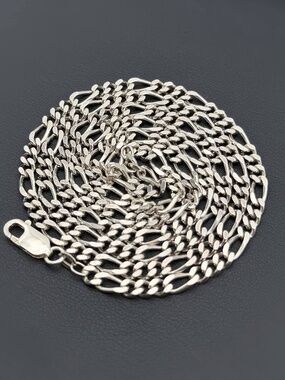 Italy 925 Sterling Silver solid Figaro Chain Necklace 30” 4mm